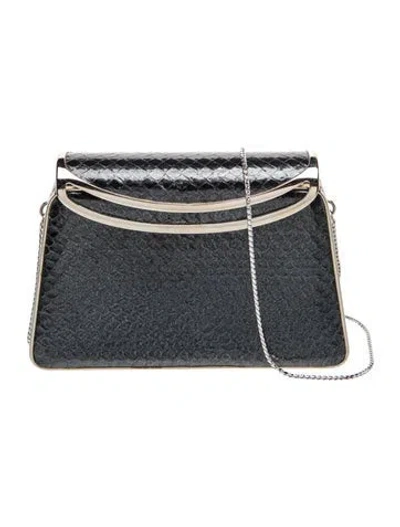 Pre-owned Judith Leiber Embossed Leather Minaudière In Grey