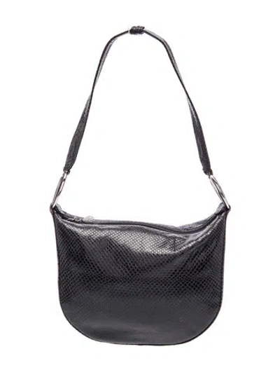 Pre-owned Judith Leiber Embossed Leather Shoulder Bag In Black