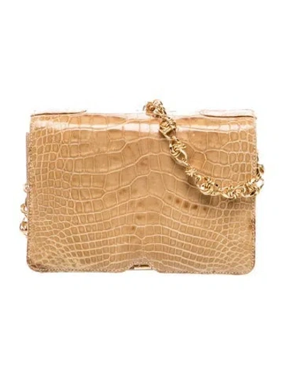 Pre-owned Judith Leiber Embossed Leather Shoulder Bag In Neutral