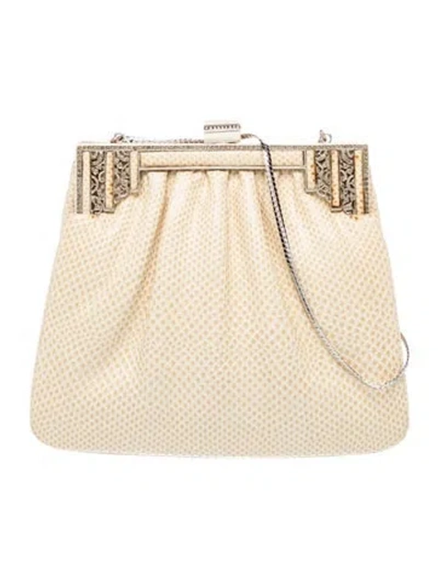 Pre-owned Judith Leiber Embossed Leather Shoulder Bag In Neutral