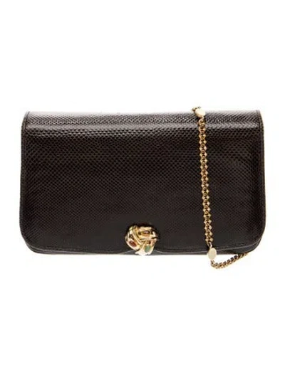 Pre-owned Judith Leiber Embossed Leather Shoulder Bag Vintage In Brown