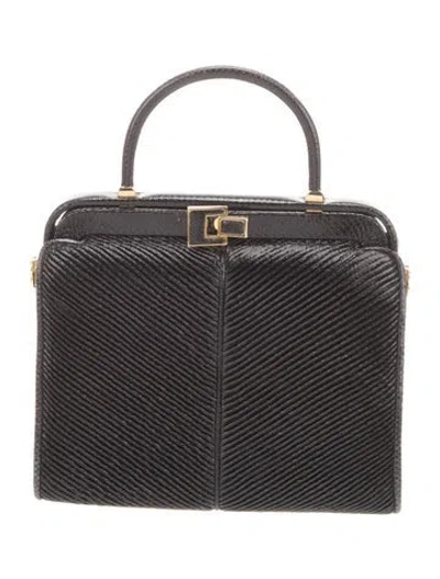 Pre-owned Judith Leiber Embossed Leather Top Handle Bag In Black