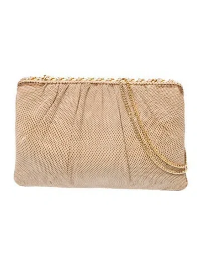 Pre-owned Judith Leiber Embossed Leather Top Handle Bag In Brown