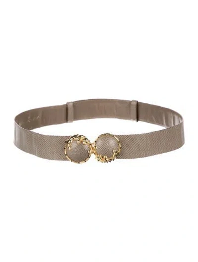 Pre-owned Judith Leiber Embossed Leather Waist Belt In Brown