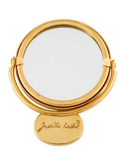 Pre-owned Judith Leiber Engraved Compact Mirror In Gold