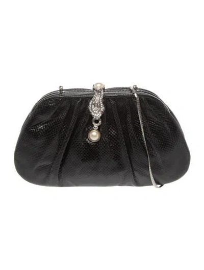 Pre-owned Judith Leiber Faux Pearl Evening Bag In Black