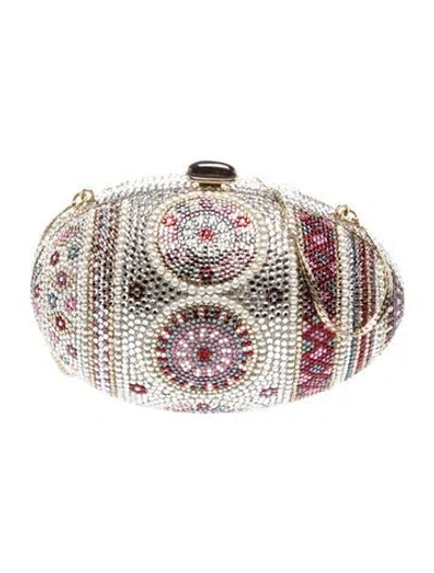 Pre-owned Judith Leiber Faux Pearl Minaudière In Gold