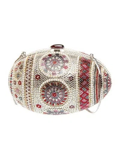 Pre-owned Judith Leiber Faux Pearl Minaudière In Silver