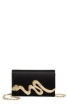 Judith Leiber Fizzoni Serpent Satin Clutch In Champagne Black