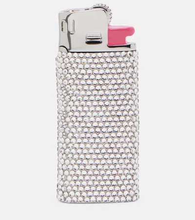 Judith Leiber Flame Mini Crystal-embellished Clutch In Silver