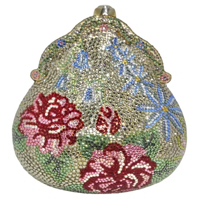 Pre-owned Judith Leiber Floral Châtelaine Minaudière Bag In Brown