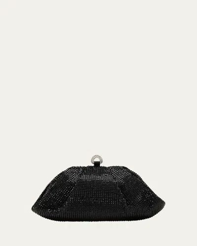 Judith Leiber Gemma Pleated Crystal Clutch Bag In Black