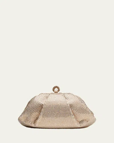 Judith Leiber Gemma Pleated Crystal Clutch Bag In Gold