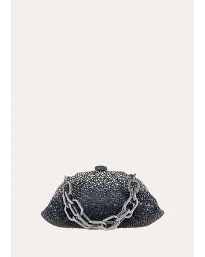 Judith Leiber Gemma Crystal-embellished Silver-tone Clutch In Black