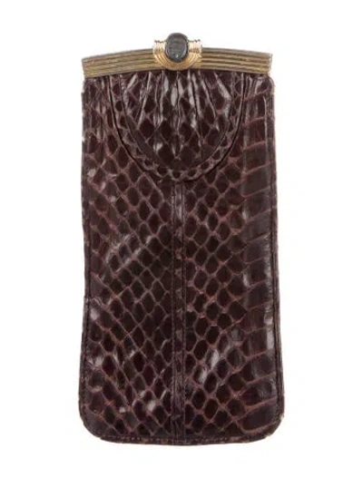 Pre-owned Judith Leiber Glasses Case In Brown