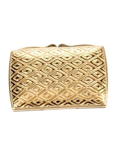 Pre-owned Judith Leiber Gold Tone Pill Box