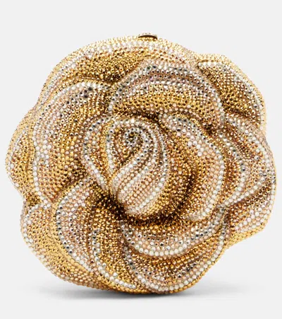 Judith Leiber Golden Rose Crystal-embellished Gold-tone Clutch