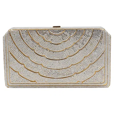 Pre-owned Judith Leiber Gold/rhinestone Clutch In Gray