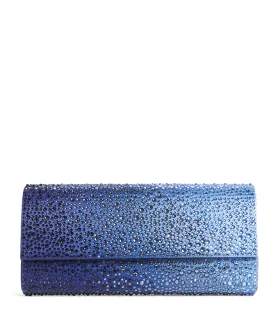 Judith Leiber Gradient Perry Crystal Caviar Clutch In Blue