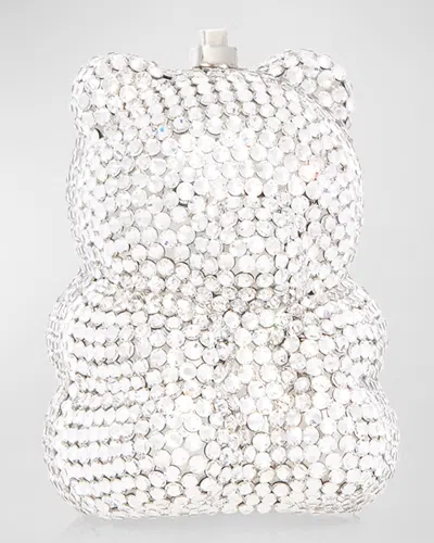Judith Leiber Gummy Teddy Bear Pillbox In Silver