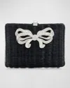 Judith Leiber Hailey Bow Basket Clutch Bag In Silver Black