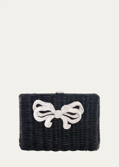 Judith Leiber Hailey Bow Basket Clutch Bag In Black