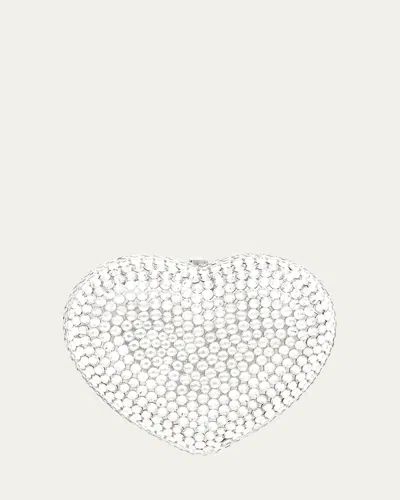 Judith Leiber Heart Crystal Pillbox In White