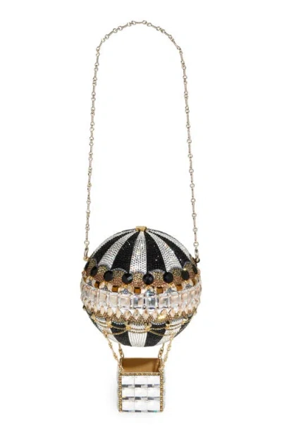 Judith Leiber Hot Air Balloon Crystal Embellished Clutch In Rozier Black