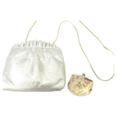 Pre-owned Judith Leiber Iridescent White Evening Clutch With Chain, 1980s