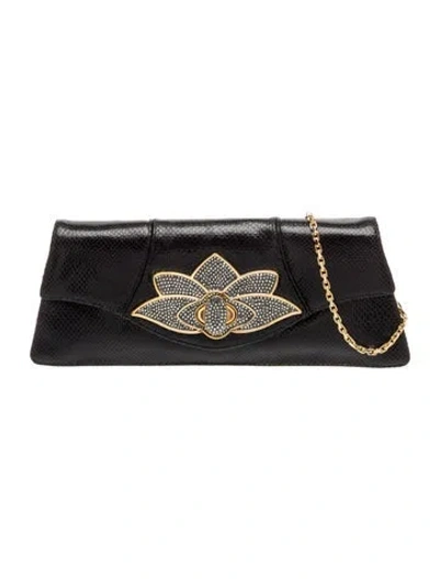 Pre-owned Judith Leiber Karung Clutch In Black