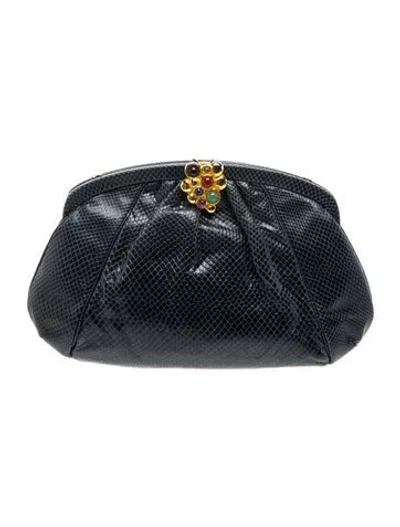 Pre-owned Judith Leiber Karung Clutch In Blue