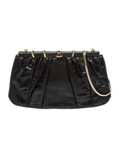 Pre-owned Judith Leiber Karung Crossbody Bag In Black