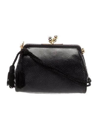 Pre-owned Judith Leiber Karung Crossbody Bag In Black