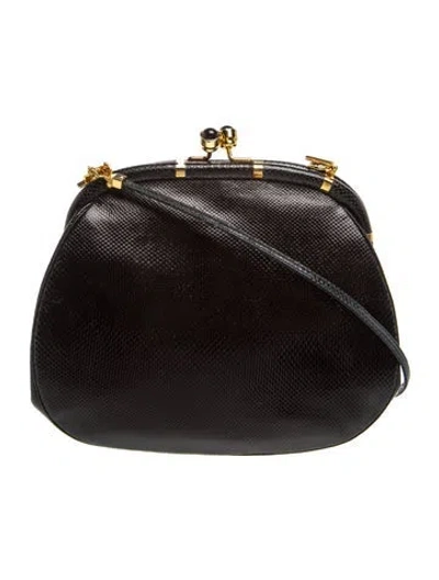 Pre-owned Judith Leiber Karung Crossbody Bag In Black