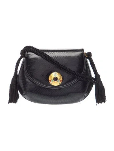 Pre-owned Judith Leiber Karung Crossbody Bag In Black