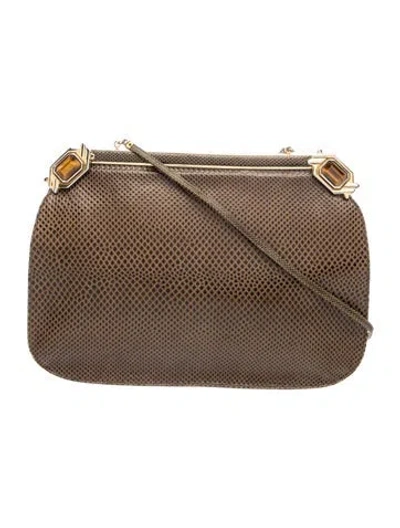 Pre-owned Judith Leiber Karung Crossbody Bag In Brown