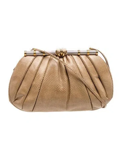 Pre-owned Judith Leiber Karung Crossbody Bag In Neutrals