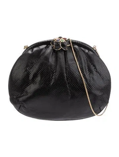 Pre-owned Judith Leiber Karung Evening Bag In Black