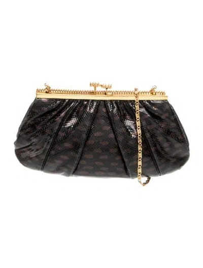 Pre-owned Judith Leiber Karung Evening Bag In Black