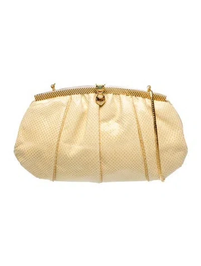 Pre-owned Judith Leiber Karung Evening Bag Medium In Yellow