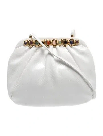 Pre-owned Judith Leiber Karung Evening Bag In White