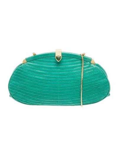 Pre-owned Judith Leiber Karung Minaudière In Green