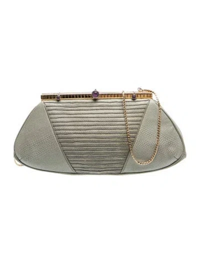 Pre-owned Judith Leiber Karung Minaudière In Grey