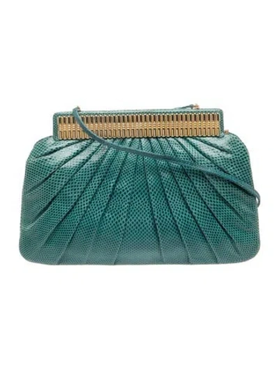 Pre-owned Judith Leiber Karung Shoulder Bag In Green