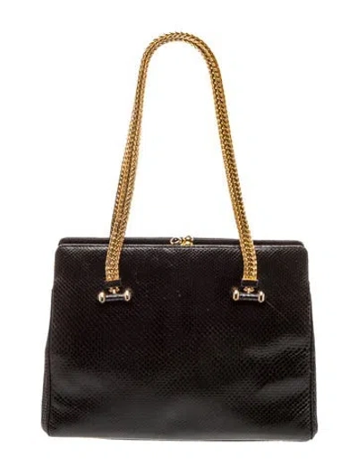 Pre-owned Judith Leiber Karung Top Handle Bag In Black