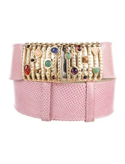 Pre-owned Judith Leiber Karung Waist Belt In Pink