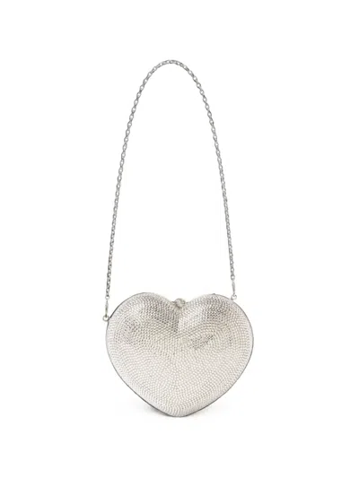 Judith Leiber L'amour Petit Coeur Clutch Bag In Silver