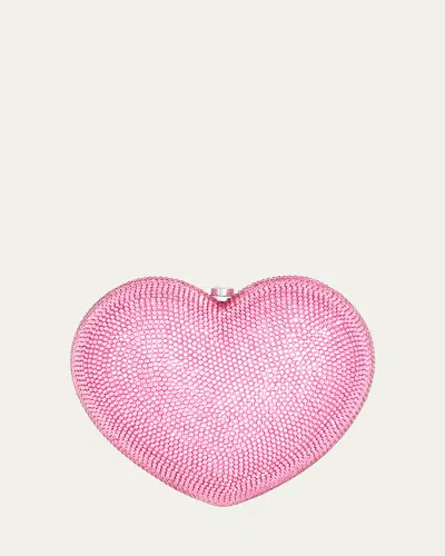 Judith Leiber L'amour Petit Coeur Crystal Minaudiere In Pink