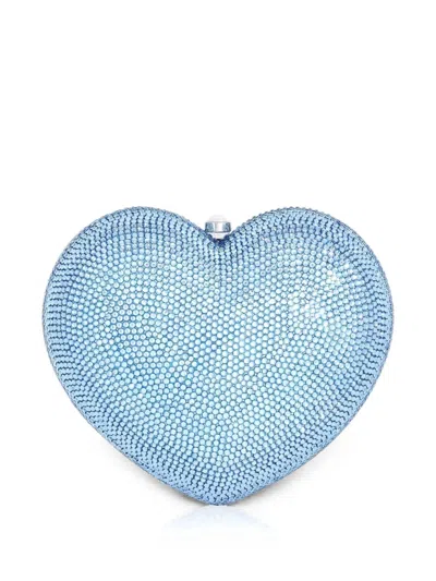 Judith Leiber L'amour Petit Coeur Crystal-embellished Clutch Bag In Blue