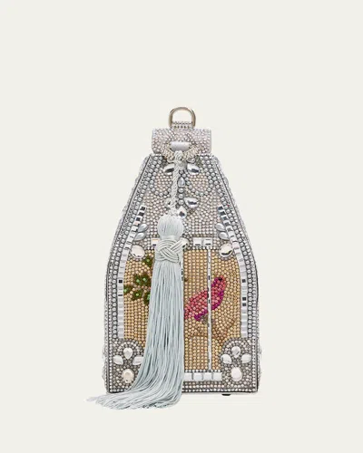 Judith Leiber Landmark Birdcage Crystal Minaudiere Clutch Bag In Silver